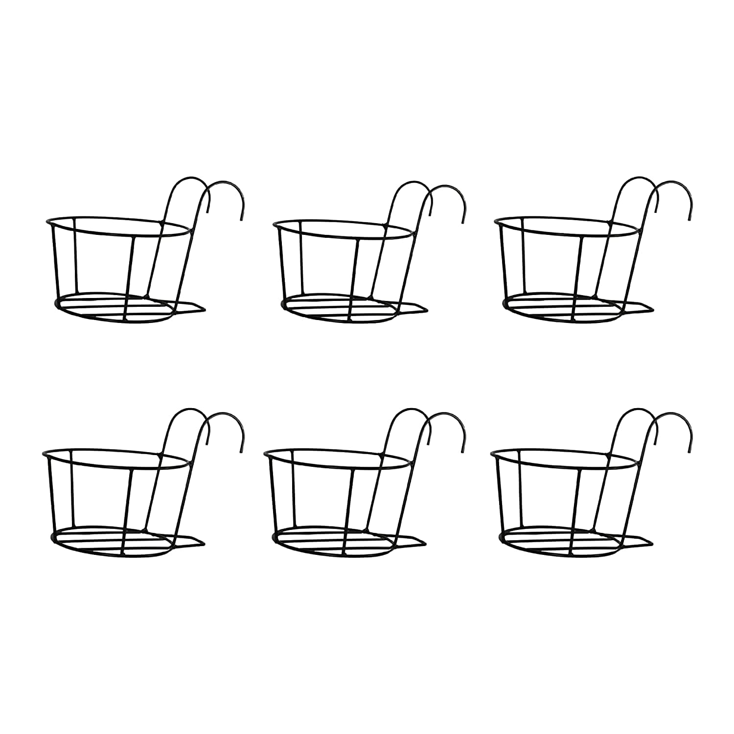 Homely Get Crafty Hanging Flower Pot Holder Railing Potted Plant Stand/ Gamla Stand for Home Balcony Decor|| Set of 6 ||