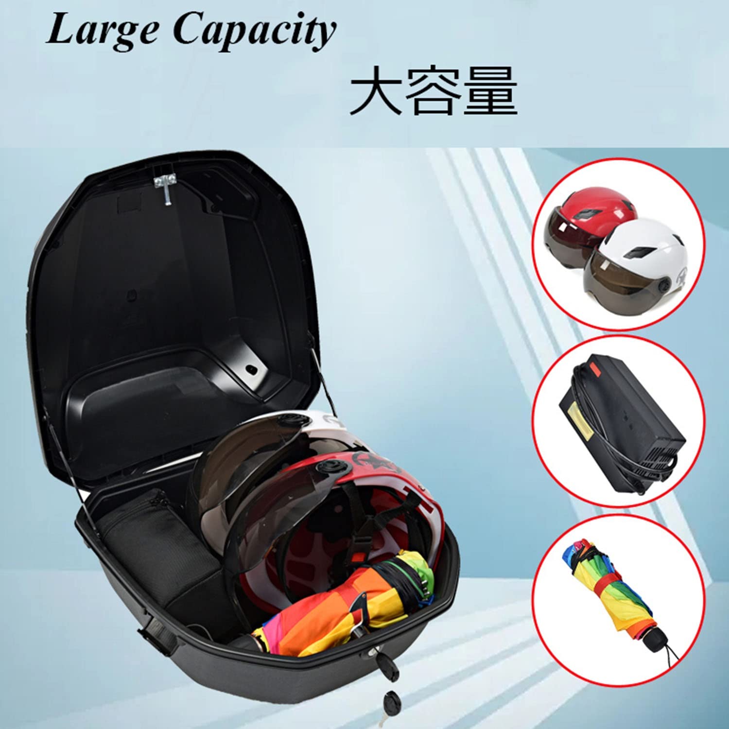 Wycieczka motocyklowa skrzynka ogonowa bagaż bagażnika z mocowaniem oparcia do kasku Top Box Case 45L pojemność/czerwony Decoration