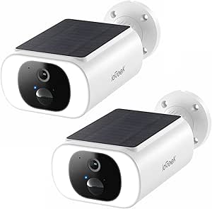 ieGeek 2 x 2K Wireless WiFi Surveillance Camera – IP66 Outdoor Solar Camera, Integrated Solar Panel, Night Vision Colour, PIR Detection S1 asin的图片