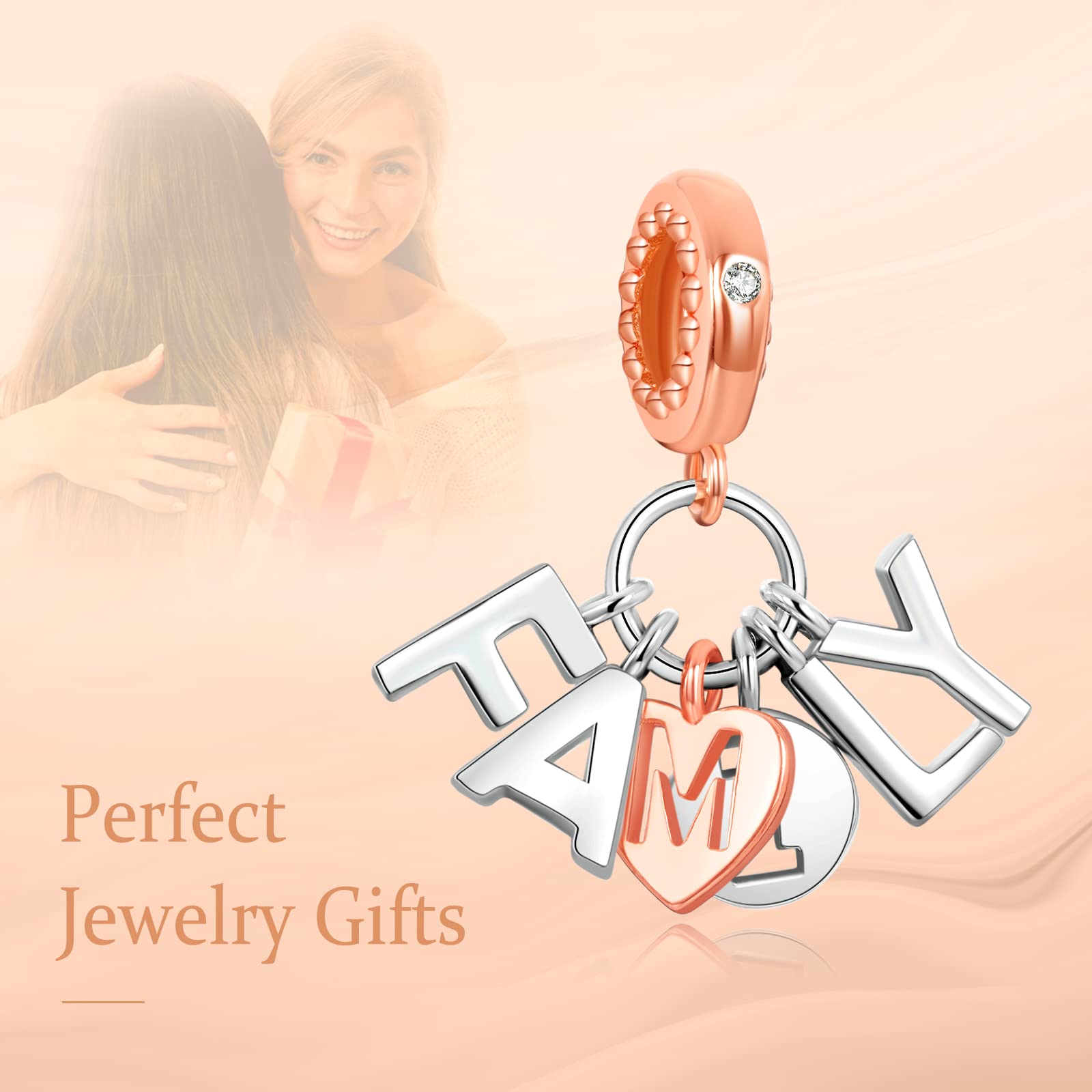 Annmors Charms Family Bead Charm Donna Argento Ciondolo a Forma di, in Argento Sterling 925, Compatibile con Braccialetti e Collane Europei