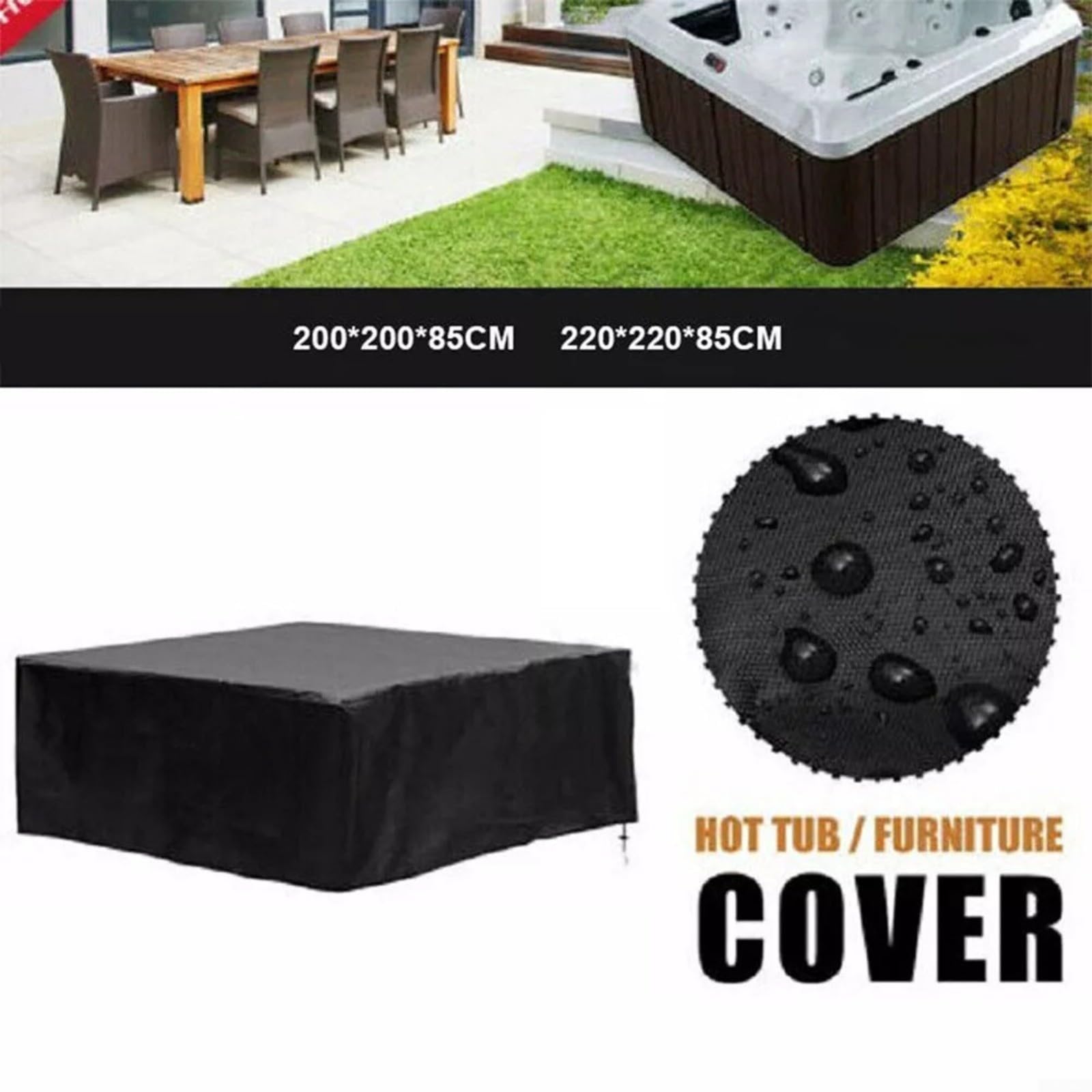 Termiczny pokrowiec ochronny do spa i jacuzzi, materiał Dacron, 220 x 220 x 85 cm - trwały, wodoodporny, odporny na promieniowanie UV, akcesoria do jacuzzi na zewnątrz