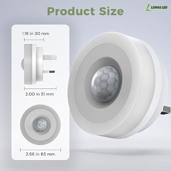 LOHAS-LED Motion Sensor Night Light, Auto On/Off, 3000K, Hallway, 2 Pack