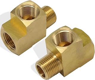 Boeray 2pcs 1/4" NPT Female Pipe to 1/4" NPT Male Pipe to 1/4" NPT Female Metals Brass Barstock Street Tee Pipe Hose Fitting