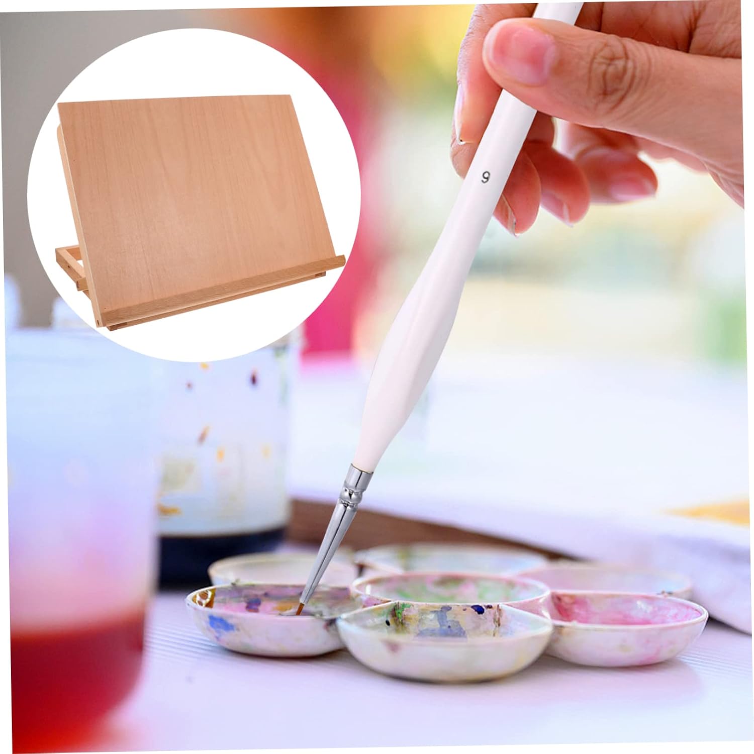 Operitacx Adjustable Sketching Easel Portable Folding Desktop Art Stand for Artists Beginners and Boys and Girls Lightweight Wooden Drawing Board Adjustable Angle for Convenient Painting and