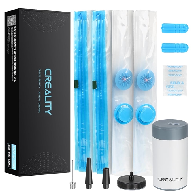 Creality 3D打印机耗材真空储存袋，8个透明密封袋，电动泵防尘防潮，保持耗材干燥