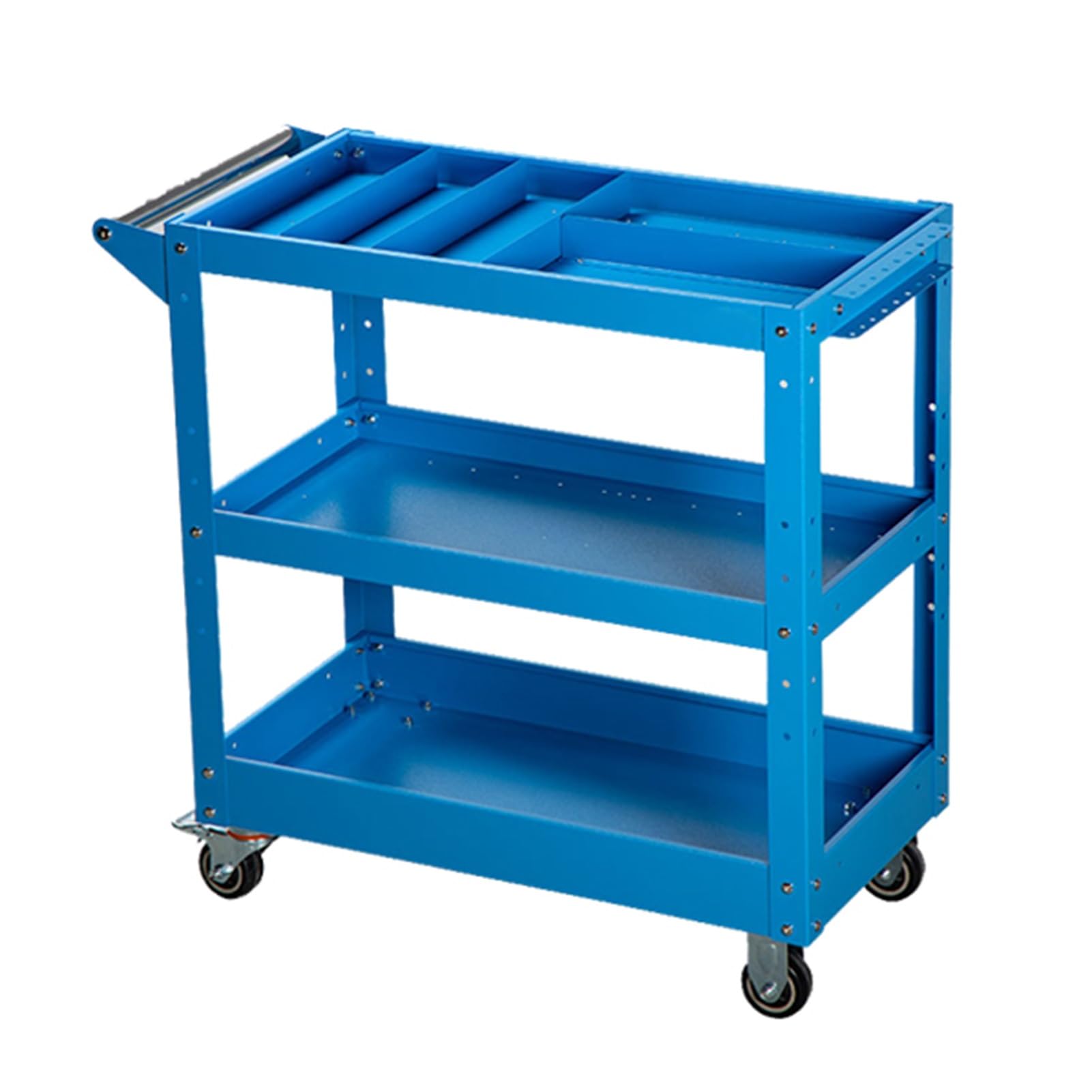 Carro portaherramientas de Alta Resistencia, de Tres Niveles, con Asas, Capacidad de 200 kg, Adecuado para almacenes y talleres de reparación (Azul, SLE 2).