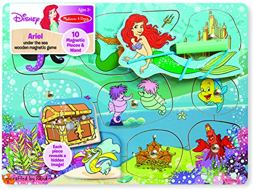 Melissa & Doug Disney Ariel Under The Sea Wooden Magnetic Game With 10 Magnetic Pieces and Wand