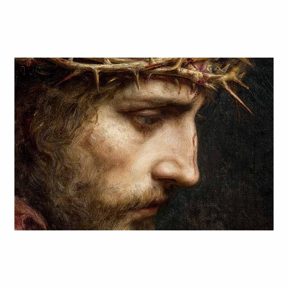 ZAMAEIU Jesus Christ Classic Painting Style Crown of thorns Religious Figure Wall Art Print,Room Decor for living room, bedroom, church, hospital(white)-30x50cm Unframed