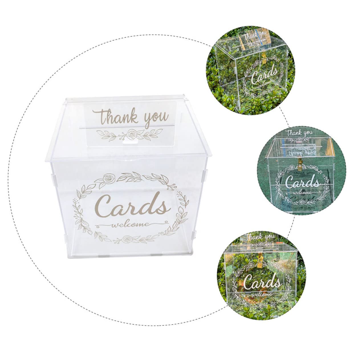 Zerodeko Strukturierte Hochzeitskartenbox Mit Schlitz Und Schloss Transparente Diy Aufbewahrungsbox Für Geschenkkarten Geldgeschenke Und Erinnerungen Für Hochzeitsfeiern
