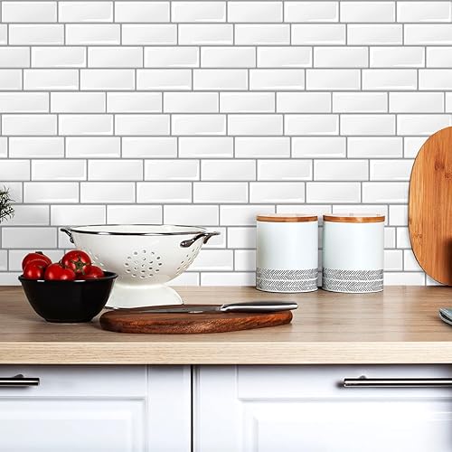 Miniatura 2 de Livebor Papel tapiz autoadhesivo para despegar y pegar, papel tapiz de cocina de 11.8 x 78.7 pulgadas, para encimera de cocina, azulejos, papel de