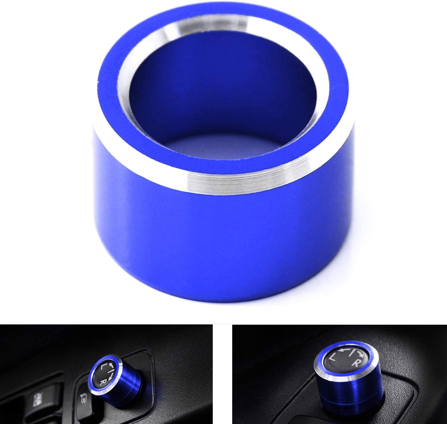 iJDMTOY Blue Anodized Aluminum Side Mirror Adjustment Button Knob Cover Compatible With Subaru WRX, STI, Impreza, Forester, XV Crosstrek.