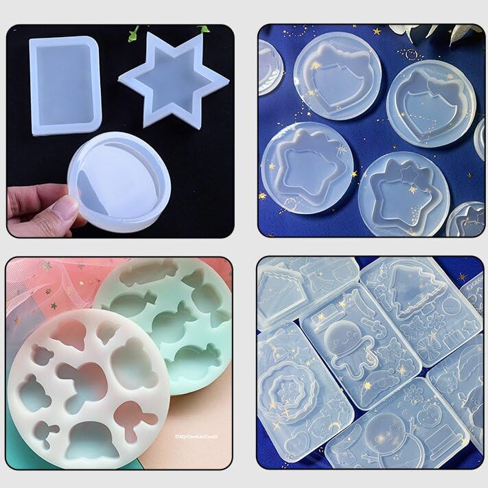 Miniatura 4 de Kit de fabricación de moldes de silicona 30A N.W. 4.41 libras, moldeo de goma de silicona líquida, silicona no tóxica, translúcida, transparente,