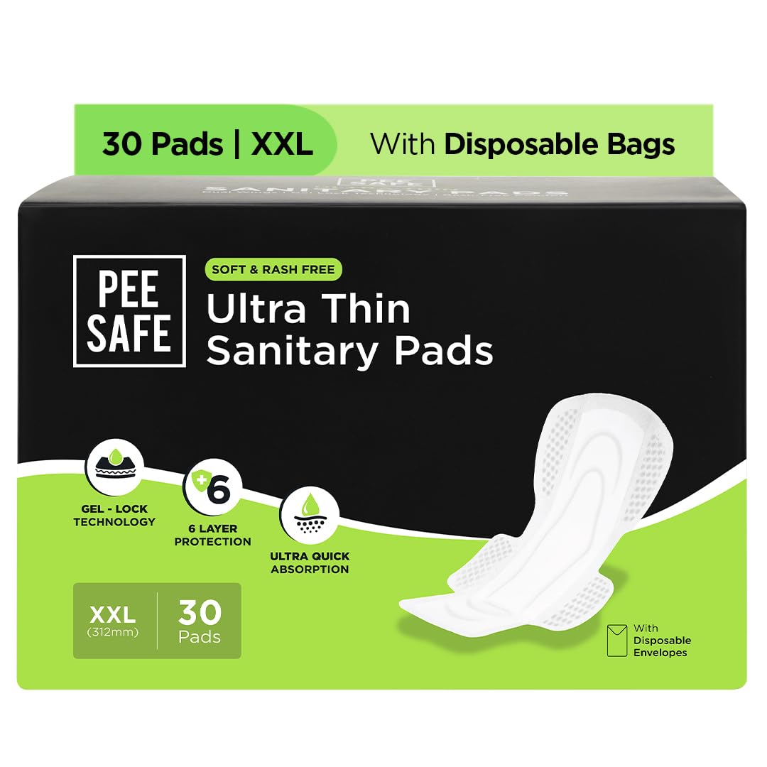 Pee Safe Ultra Thin Sanitary Pads For Women | XXL | 30 Pads For Rash Free Periods | Cottony Soft Sanitary Napkins For Ultra Comfort | Dual Wings | Toxin Free | Extra Long | Unscented Pee Safe Ultra Thin Sanitary Pads For Women | XXL | 30 Pads For Rash Free Periods | Cottony Soft Sanitary Napkins For Ultra Comfort | Dual Wings | Toxin Free | Extra Long | Unscented