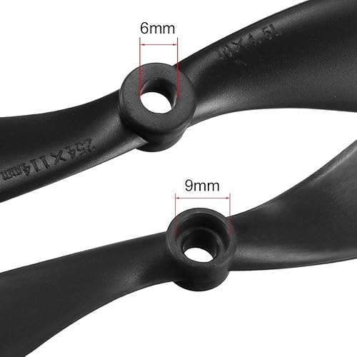 Miniatura 6 de uxcell RC Propellers CW CCW 8045 8x4.5 pulgadas 2 paletas de ala fija para juguete de avión, nailon negro, 4 pares con anillos adaptadores