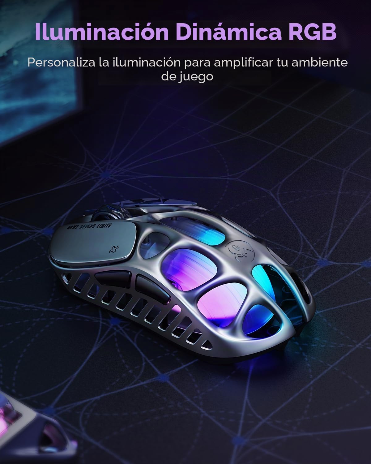 GravaStar Mercury X Pro - Ratón inalámbrico para Juegos, Viene con dongle 8K, Sensor Paw 3950 de 32.000 dpi, tasa de sondeo de 8.000 Hz, Solo 49 g, (Admite 8k, Gris)