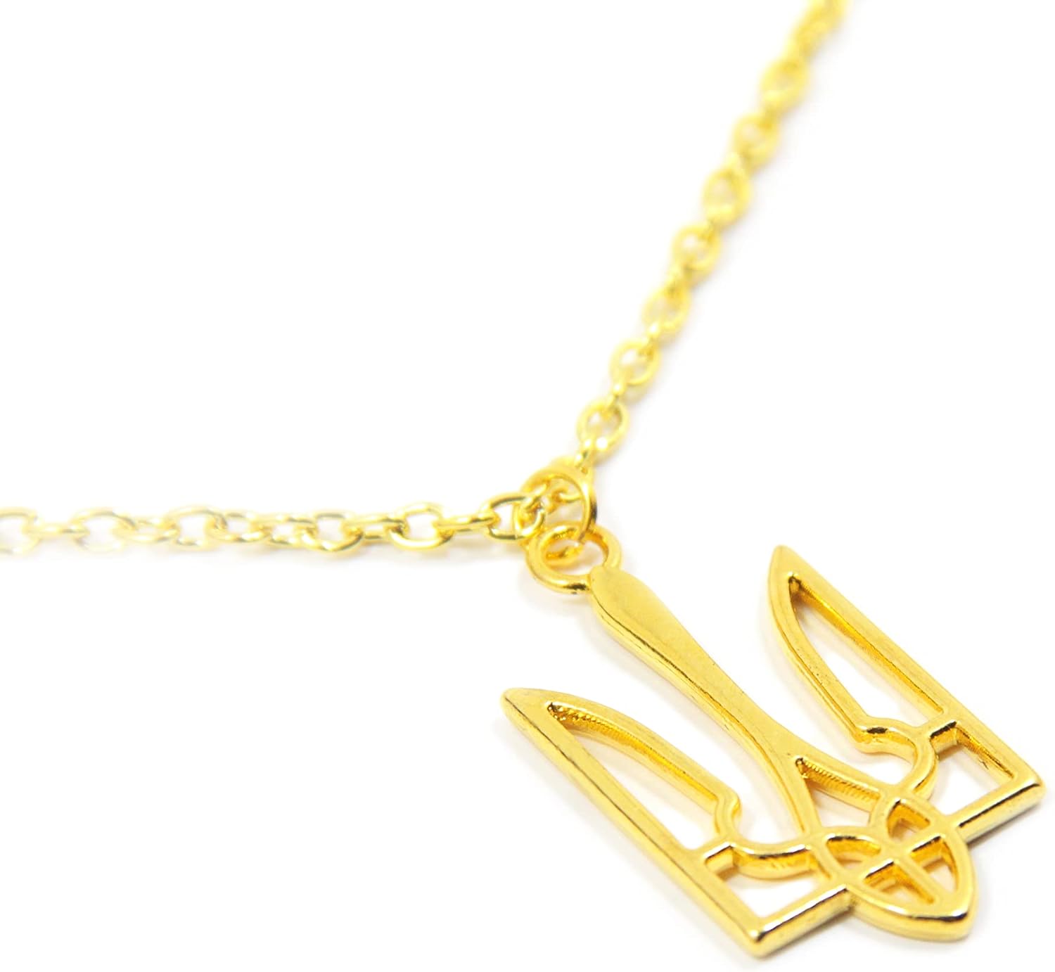 Gold Tryzub Necklace, Handmade in Ukraine, Pray for Ukraine Jewelry, Ukrainian Emblem Jewelry, Tryzub Trident Pendant, Gift from Ukraine, Ukrainian Sellers - Image 4