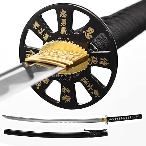 Miniatura 1 de YONG XIN SWORD-Samurai Katana Sword, Japanese Handmade, Practical, Damascus10601095 Carbon Steel, TemperedClay Tempered, Full Tang, Sharp, Scabbard