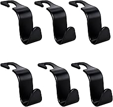 SHIGOSHREE Car Backseat Headrest Hook, 6 Pcs Plastic Hanging Storage Holder, Car Organiser, Space Saving, Suitable for All Cars, (Pack of 6)