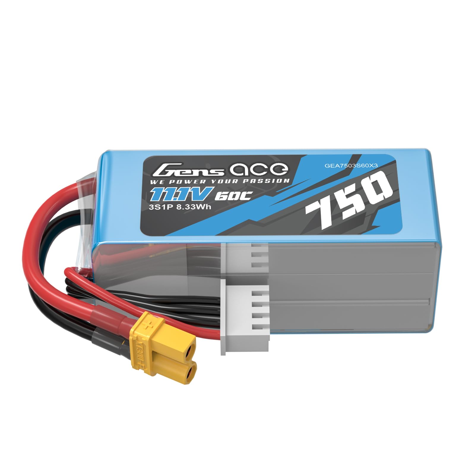 Gens ace 3S 750 mAh 11,1 V 3S1P 60C Lipo akumulator z wtyczką XT30 do FPV Racing Quadrocopter Helicopter