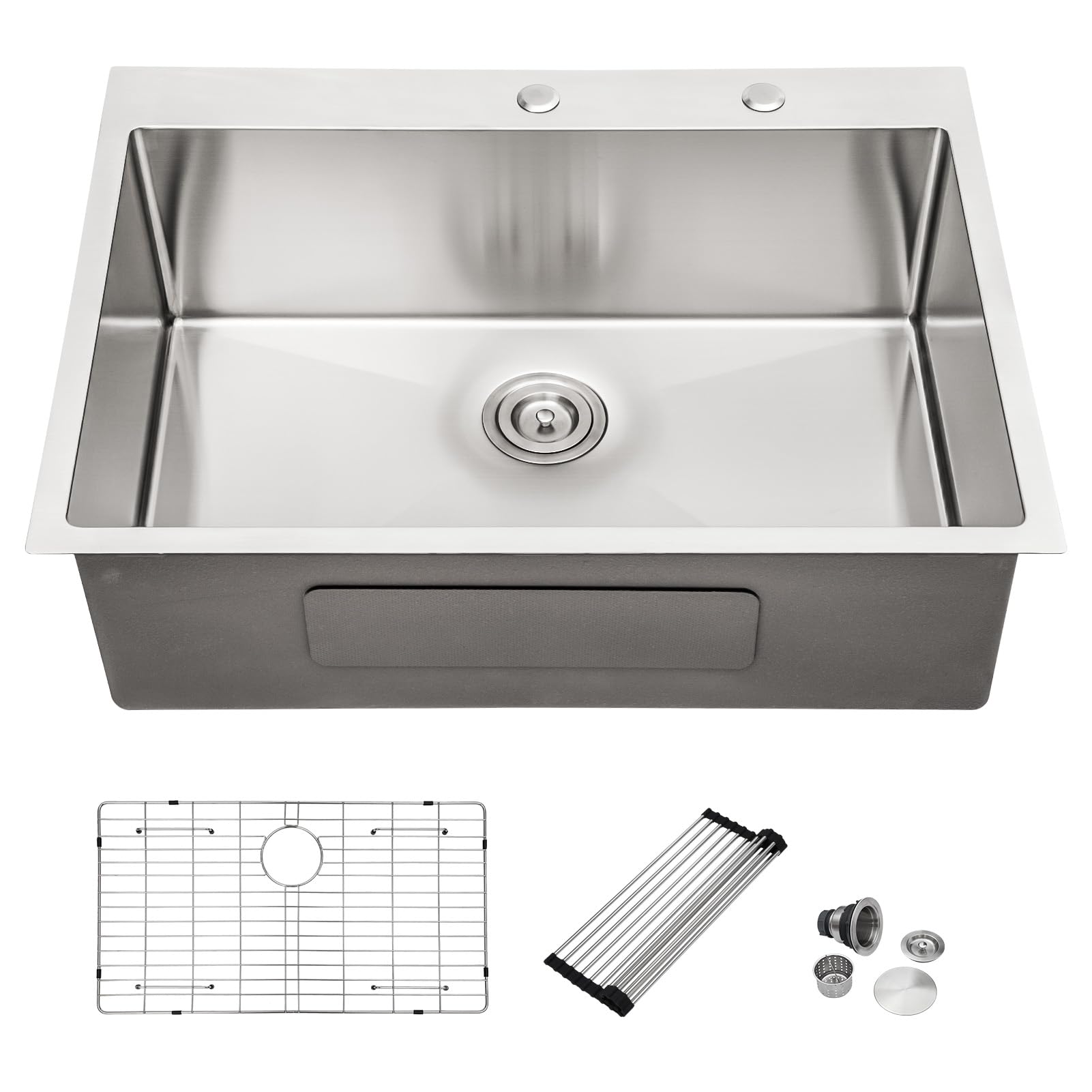 Dcolora 36 Inch Large Drop In Kitchen Sink 16 Gauge Stainless Steel Top ...