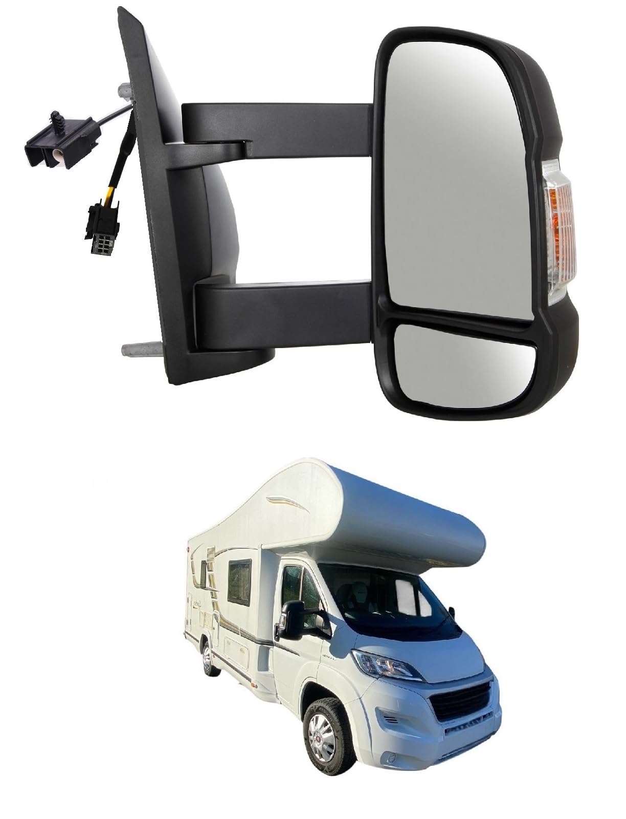 Specchietto Manuale Destro CAMPER DUCATO Retrovisore DX Dal 2006-2024 Braccio lungo,Freccia Integrata