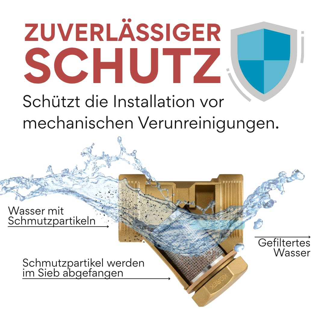 1 1/4" DN32 Schrägsitzfilter Messing Y-Filter Schmutzfänger für Wasserleitung & Heizung | | Robuster Schmutzfänger für Trinkwasseranlagen