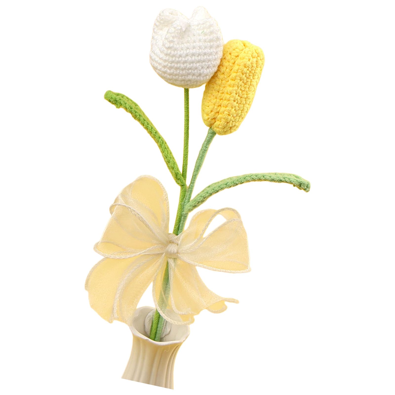 Qusinfc Hand Knitted Wool Tulips Flower Bouquet for Home Decoration and Gift Giving with Vibranting Color Permanent Interlaced Home Decoration