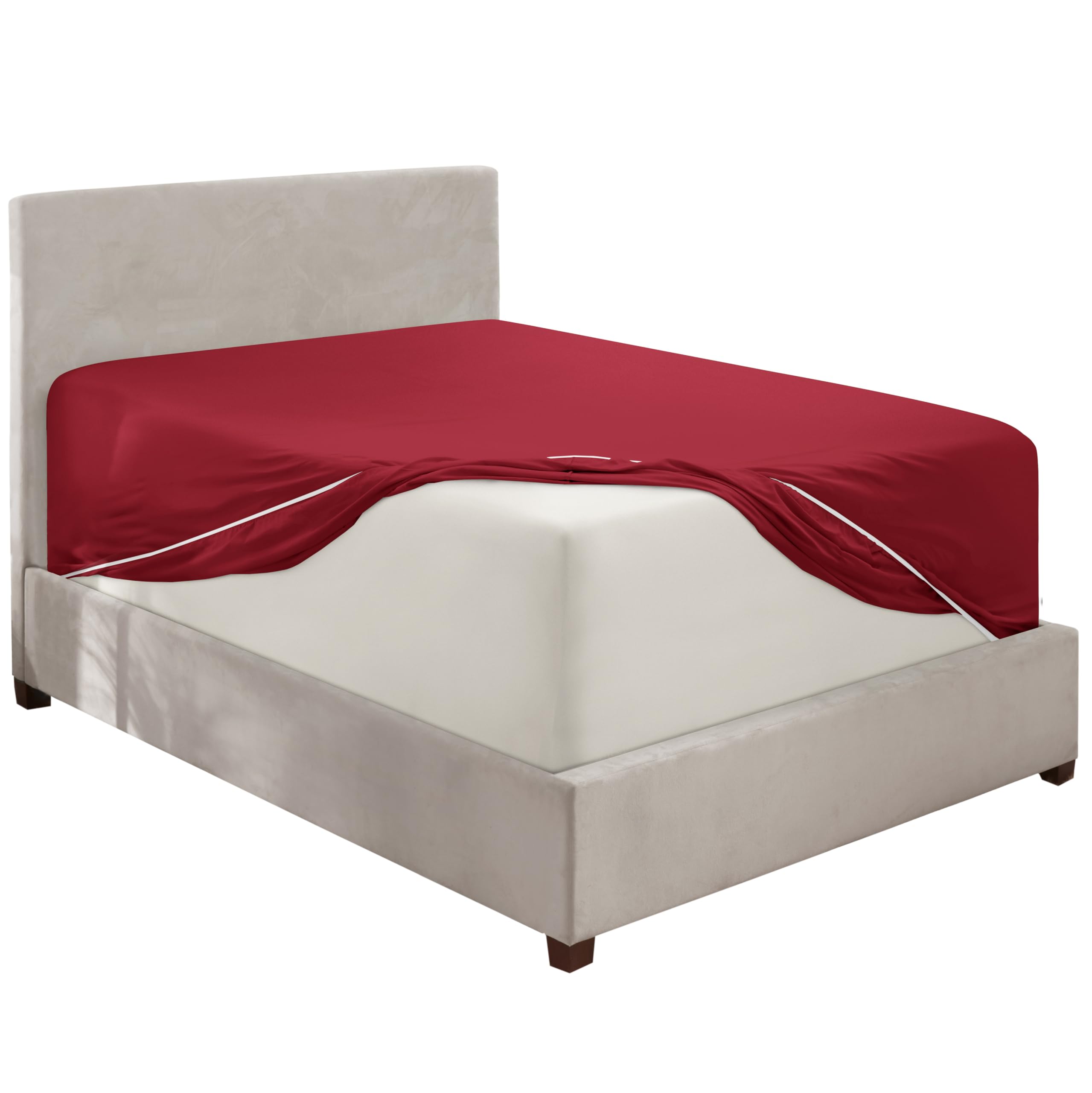 Hearth &amp; Harbor Extra Deep Pocket Twin XL Fitted Sheet, Burgundy