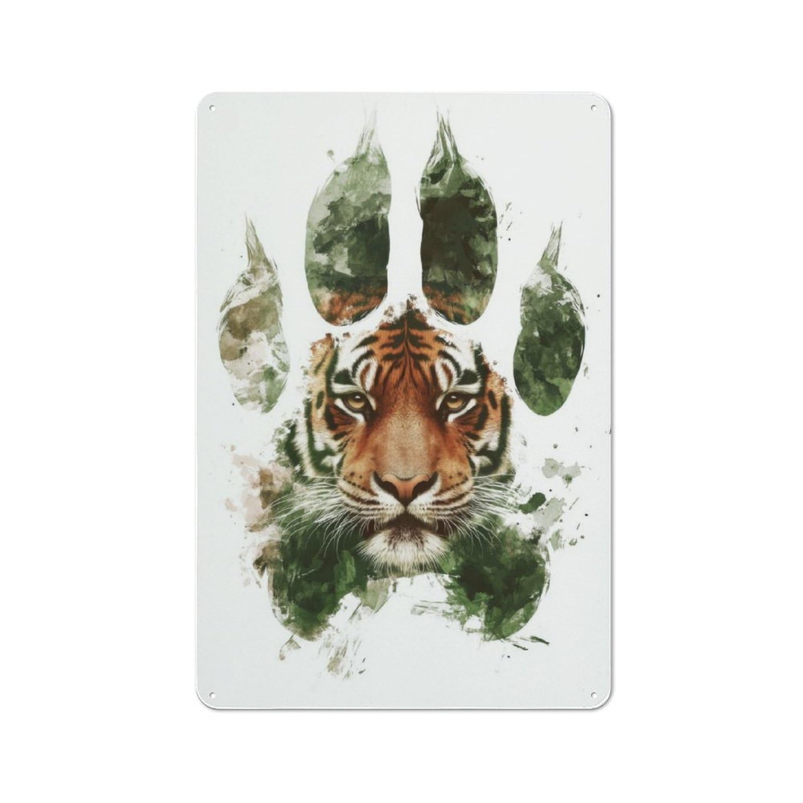 Junmoney Tiger Paw Print Metal Plaque 30X20cm With For Garage Wall, Retro Decor, For Themed Interiors In Garages And Workshops