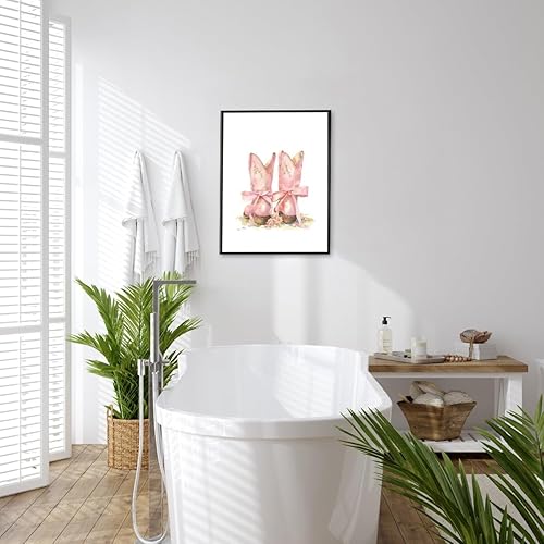 Miniatura 3 de Heltrappe Botas de vaquera florales con lazo rosa costero, arte de pared, diseño de coqueta, country occidental, bohemio, femenino, póster femenino
