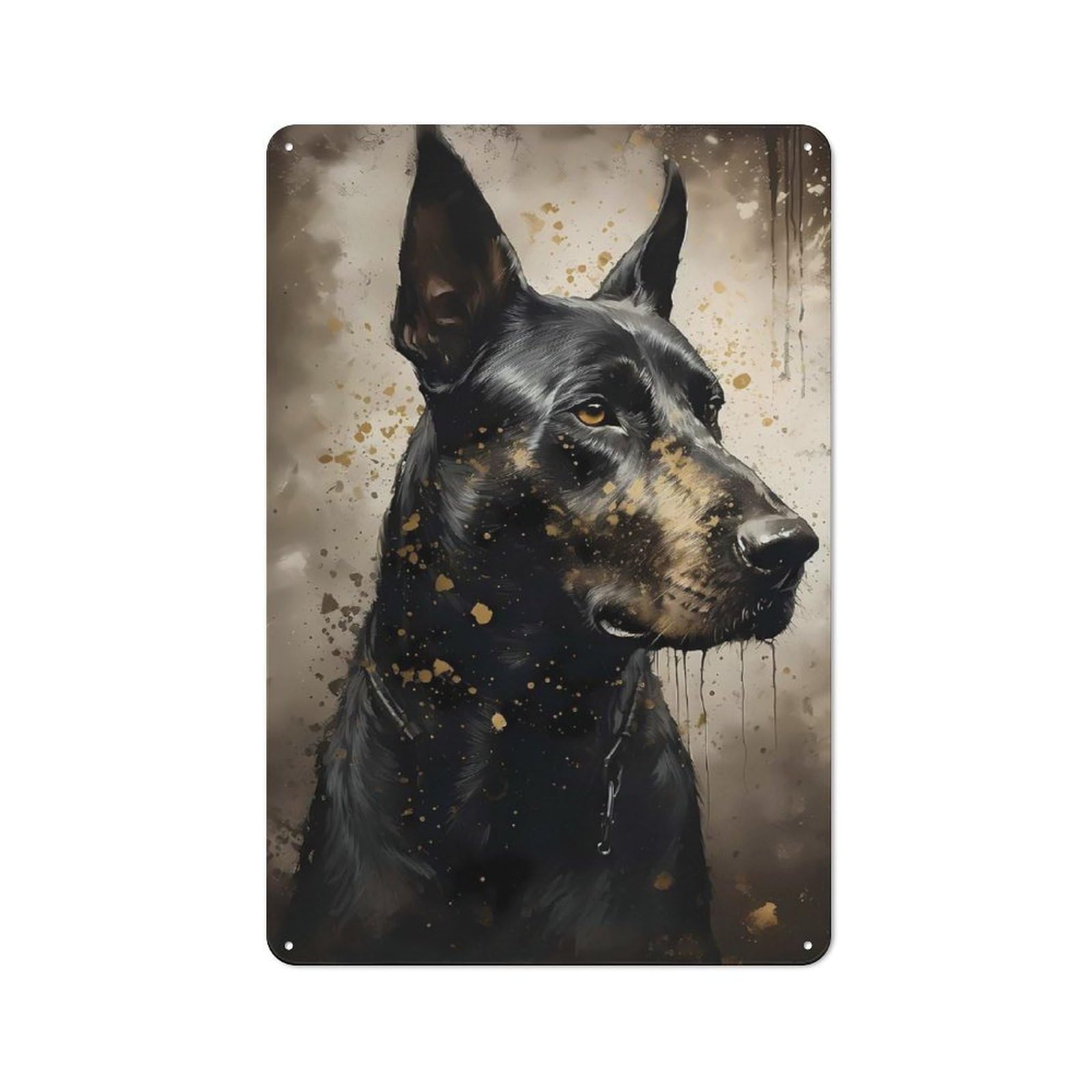 Junmoney Doberman Pinscher Dog Rustic Metal Sign 30X20cm For Dining Room Or Kitchen, For Kitchen, Dining Room And Home Bar Wall Decor