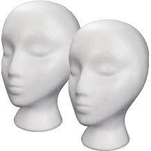 Foam EPS Mannequin Head Glasses Headset Wig Display Stand Women Head Model Hat Display Mold Female Styrofoam- Mannequin Head White Foam Wig Head Display Stand Manikin Head for Wigs Hats Sunglasses 2pcs