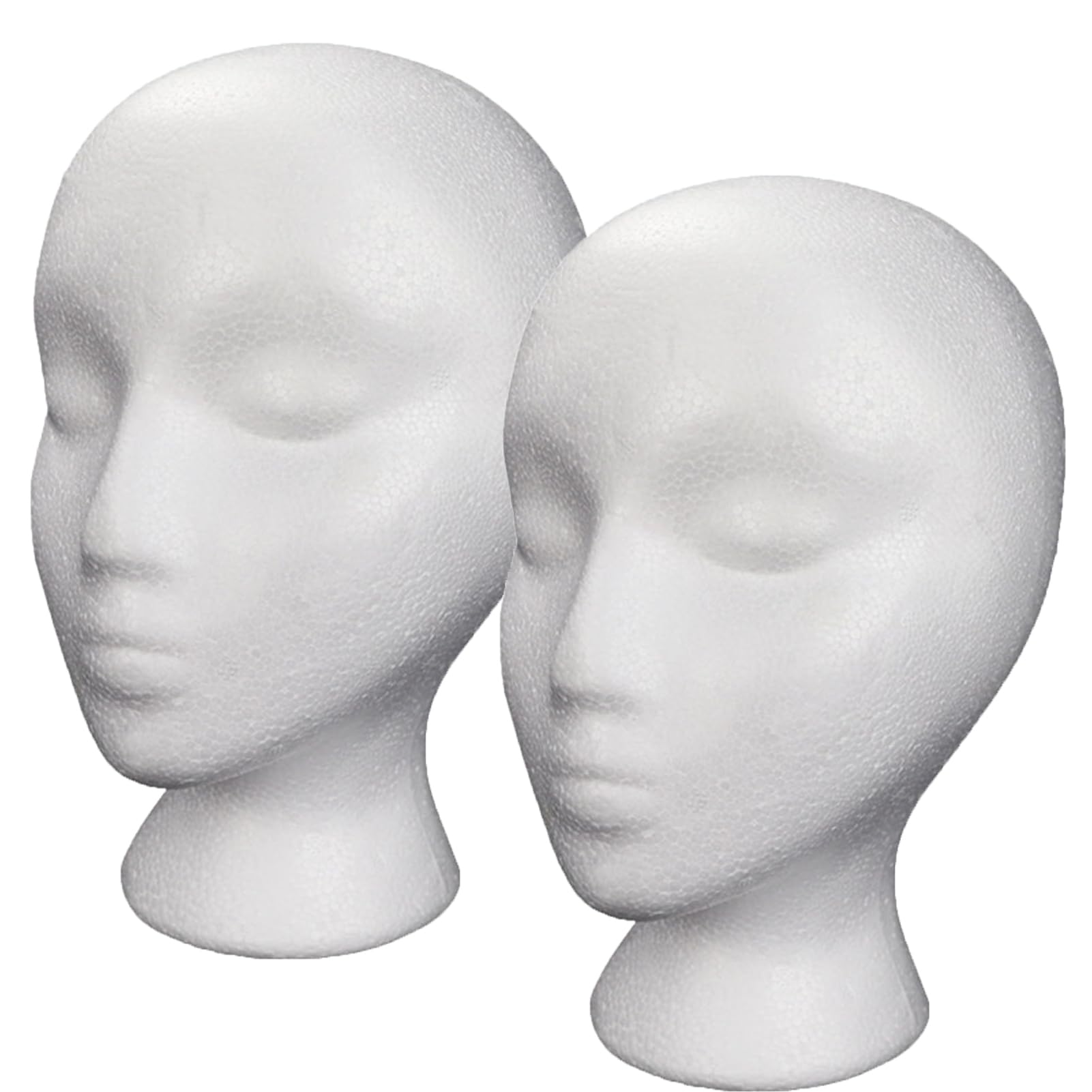 Styropor-Kopf Für Perücken & Hüte - Weiblicher Dummy-Kopf, Weiß, 20 Cm Hoch, Kopfumfang 52 Cm