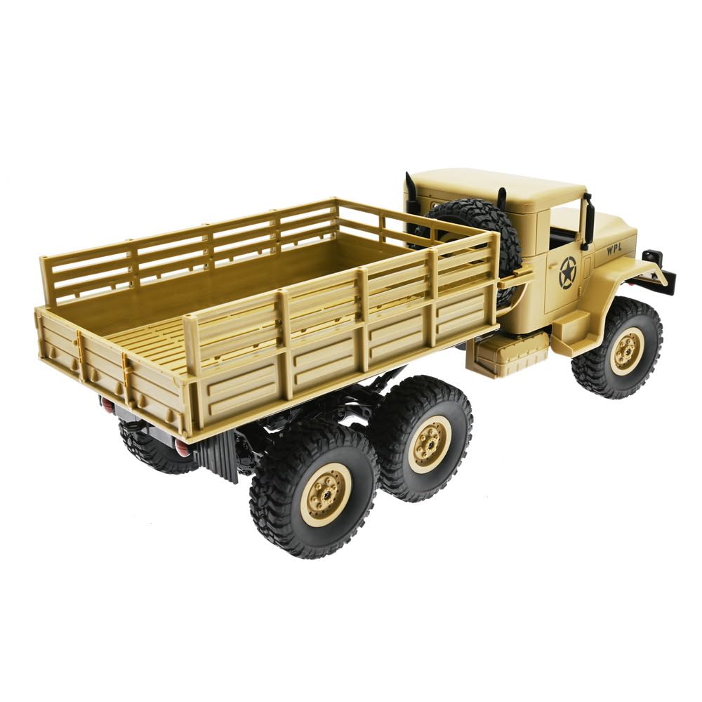 RC Truck RTR 6WD Militär LKW WPL B-16 1:162.4GHz Off-Road Crawler Car Buggy Lastwagen Ferngesteuertes Militärfahrzeug (Khaki)