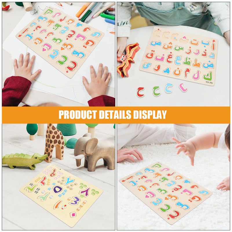 Besportble 2 Sets Arabic Alphabet Number Wooden Puzzle Toy for Kids Early Learning Educational Matching and Cognitive Development Preschool Toy - Image 2