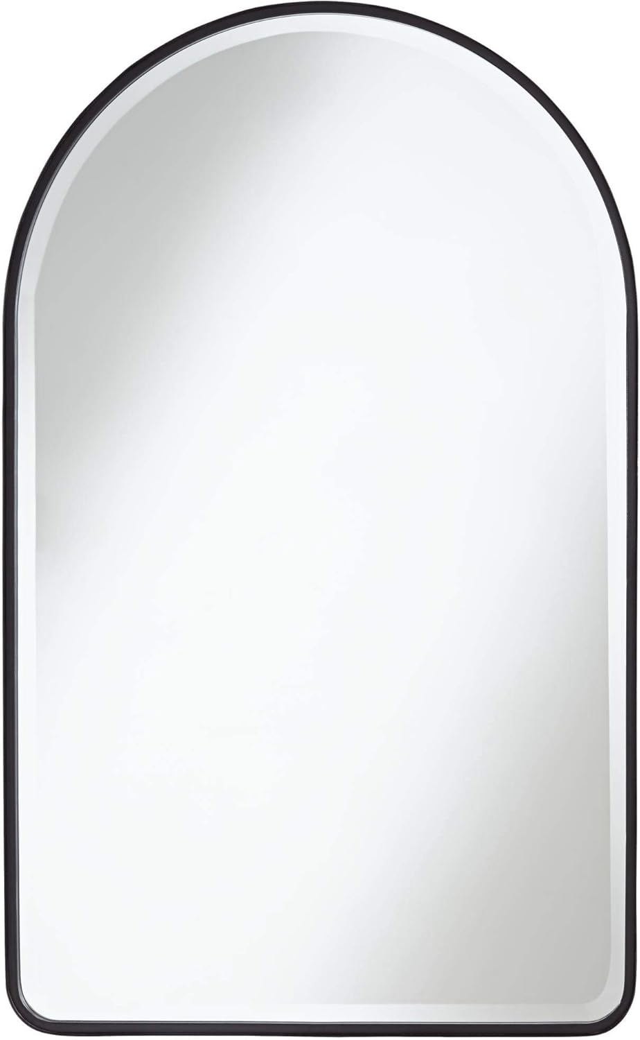 Uttermost Clara Arched Top Vanity Decorative Wall Mirror Modern Matte Black Metal Frame Rounded Edge Beveled Glass 24" Wide for Bathroom Bedroom Living Room Home House Office Entryway