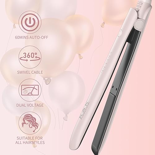 Miniatura 5 de K&K Plancha 2 en 1, rizador de turmalina y titanio, plancha de pelo de 1 pulgada, placa 4D giratoria de 360, pantalla LED para mujer, cabello corto,