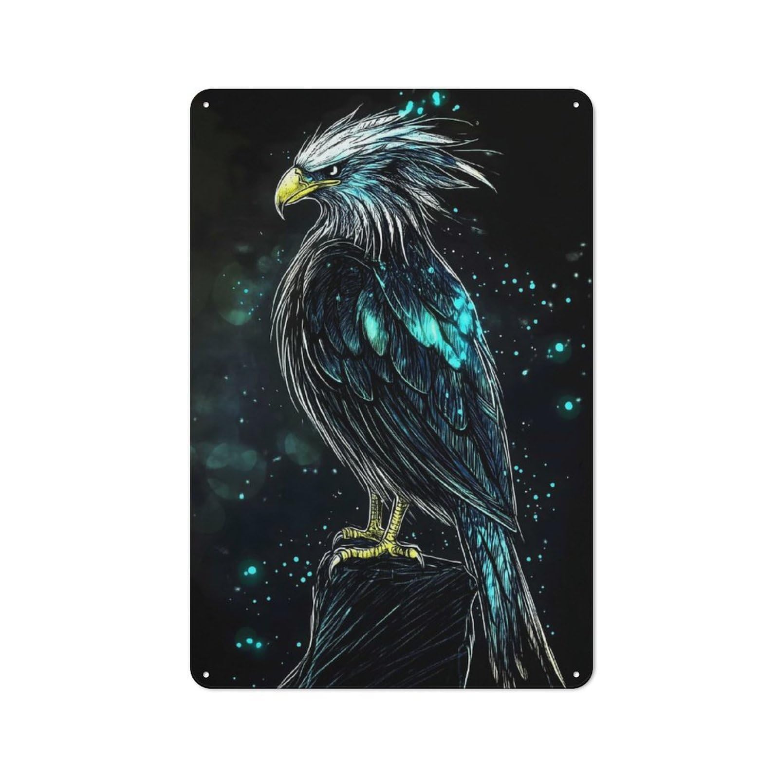 Vintage Blue And White Eagle Tin Sign 30x20cm, Shed Wall Plaque for Garage, Workshop, Shed Or Utility Room