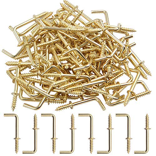 Buy Metal Screw in Hooks, 100pcs 3/4 Inch Right Angle Screw Hooks