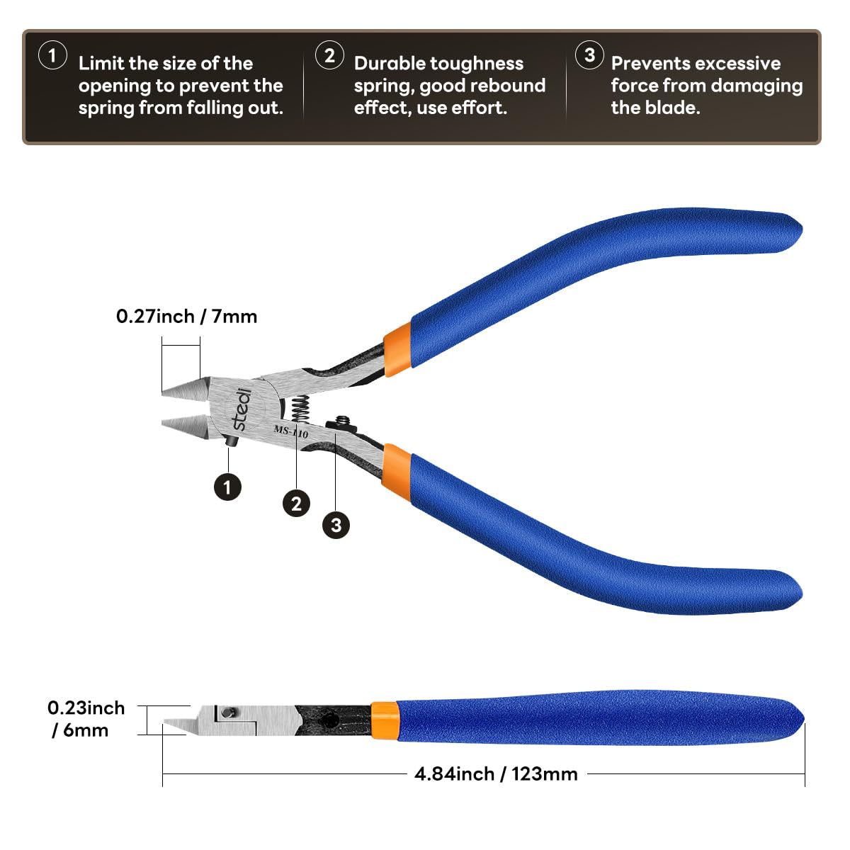 stedi Tronchese per tagliabuglio, con lama singola e molla rigida ultrasottile, per riparazioni Gundam, modello in plastica e modellini in miniatura, arancione