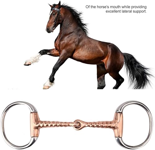 Miniatura 5 de TOPINCN Caballo Snaffle Caballo Masticar Acero Inoxidable Eggbutt Bit Sacacorchos Cobre Boca Enlace Francés Suelta
