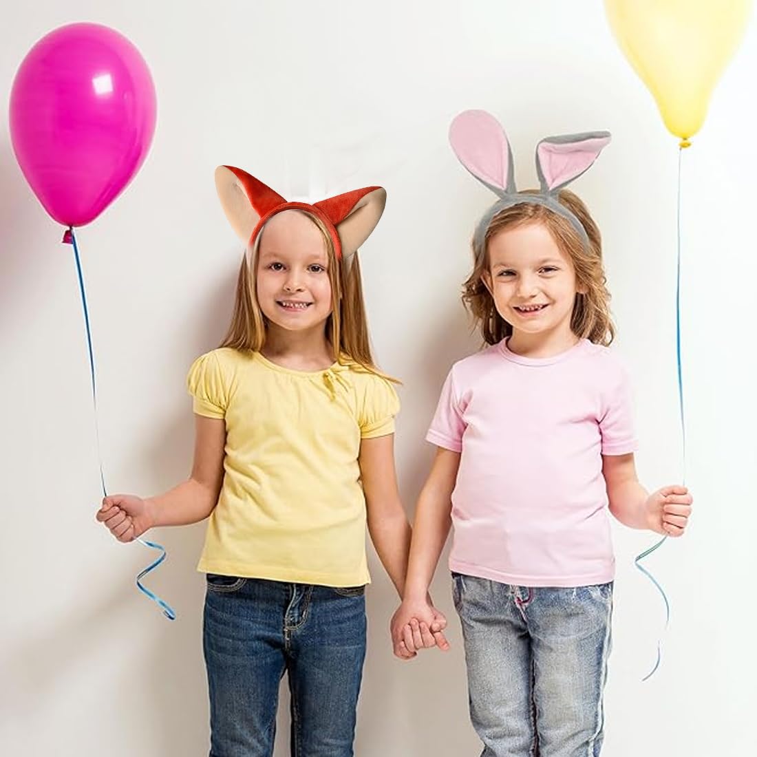 2 Pièces Bandeau oreilles de lapin et bandeau oreilles de renard, DéGuisement Enfant, Accessoires Carnaval, Bandeau Oreilles, Mignon Cosplay FêTe PâQues