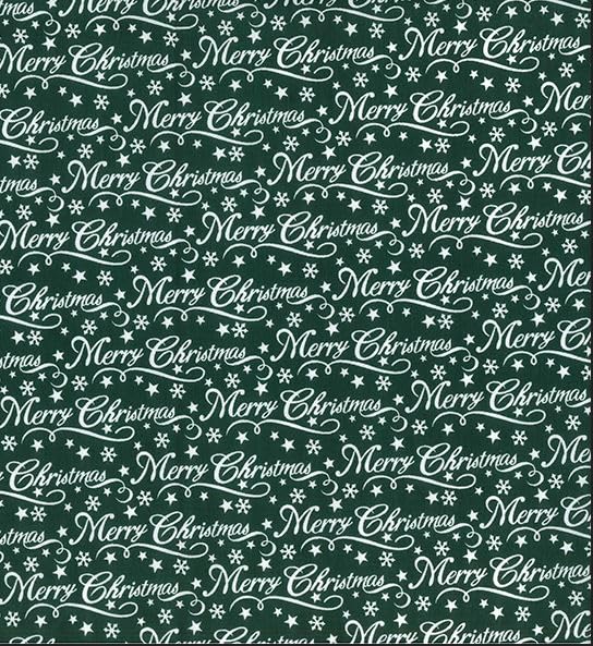 100% Polycotton Christmas Fabric - Xmas Merry Christmas Words (Per Metre) - Sewing Quilting Dress Fabric - Simply Sew Crafty™ (Merry Christmas - Green, 1 Metre)