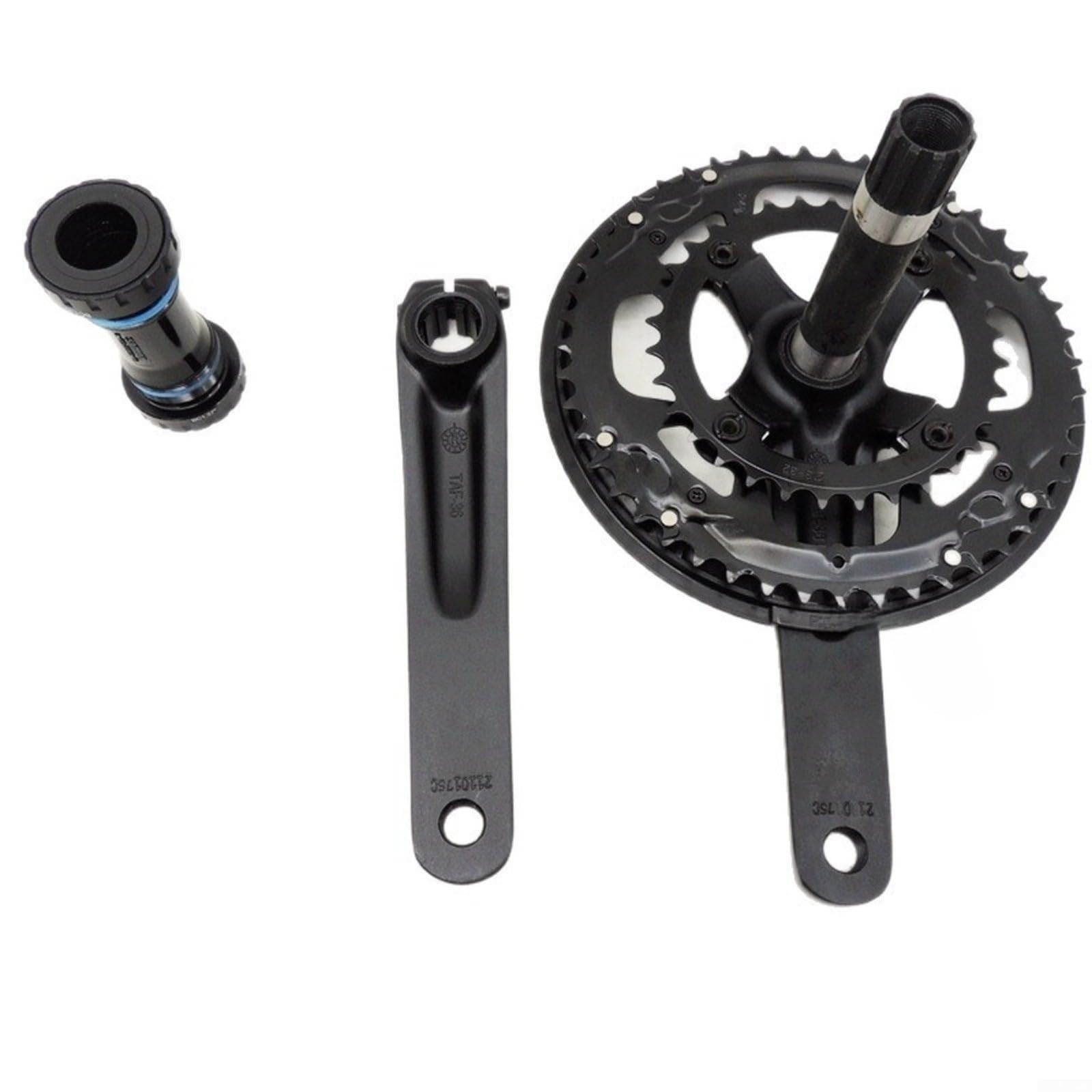 Rennrad-Kurbelgarnitur 48/32T für Hollowtech II Leichtbau-Kurbelarme aus Aluminiumlegierung mit Innenlager Schwarz, Leichtgängige Schaltvorgänge Effiziente Kraftübertragung Rostbeständig (175 mm)