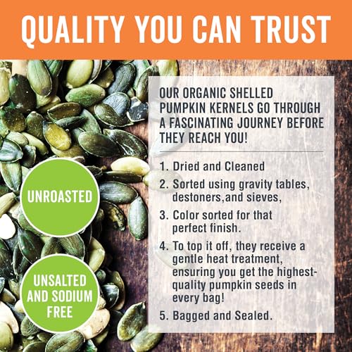 Viva Naturals Organic Pumpkin Seeds - Shelled, Unroasted & Unsalted Pumpkin Seeds Organic, Perfect for Salads, Trail Mix & Baked Goods - Good Source of Iron & Dietary Fiber - 1 lb (16 oz / 454 g) - image 4