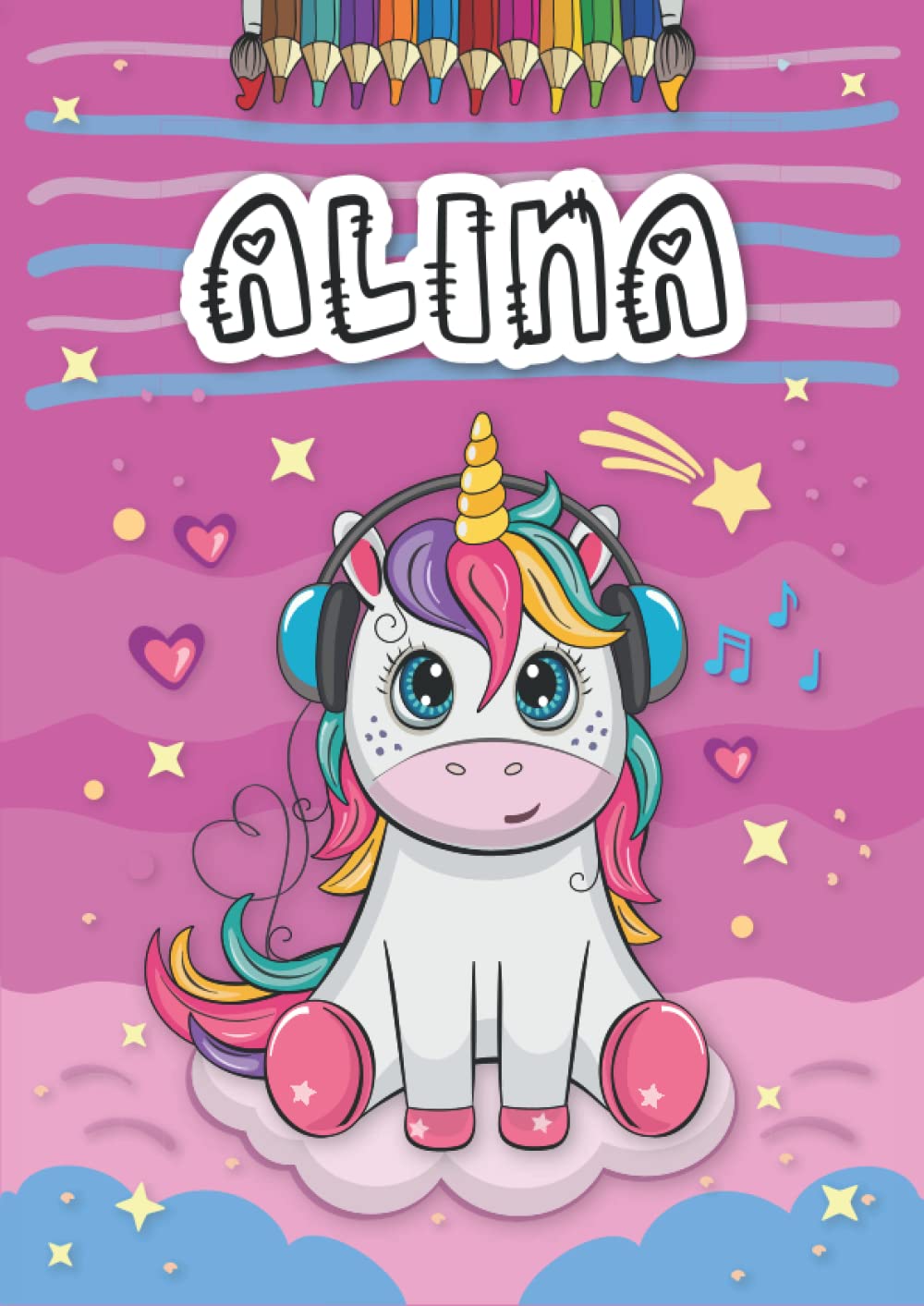 Independently published Alina: Livre de coloriage personnalisé pour Alina | Licorne | Cadeau d'anniversaire pour fille ... | 4 à 8 ans | 25 motifs de licorne avec le prénom Alina, Grand format A4 (21 x 29.7 cm)