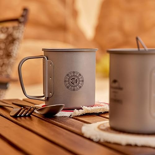 Miniatura 2 de Qmint Taza de titanio de 984.3 ft-20.3 fl oz taza de camping plegable portátil ultra ligera con tapa olla de titanio (20.3 fl oz)