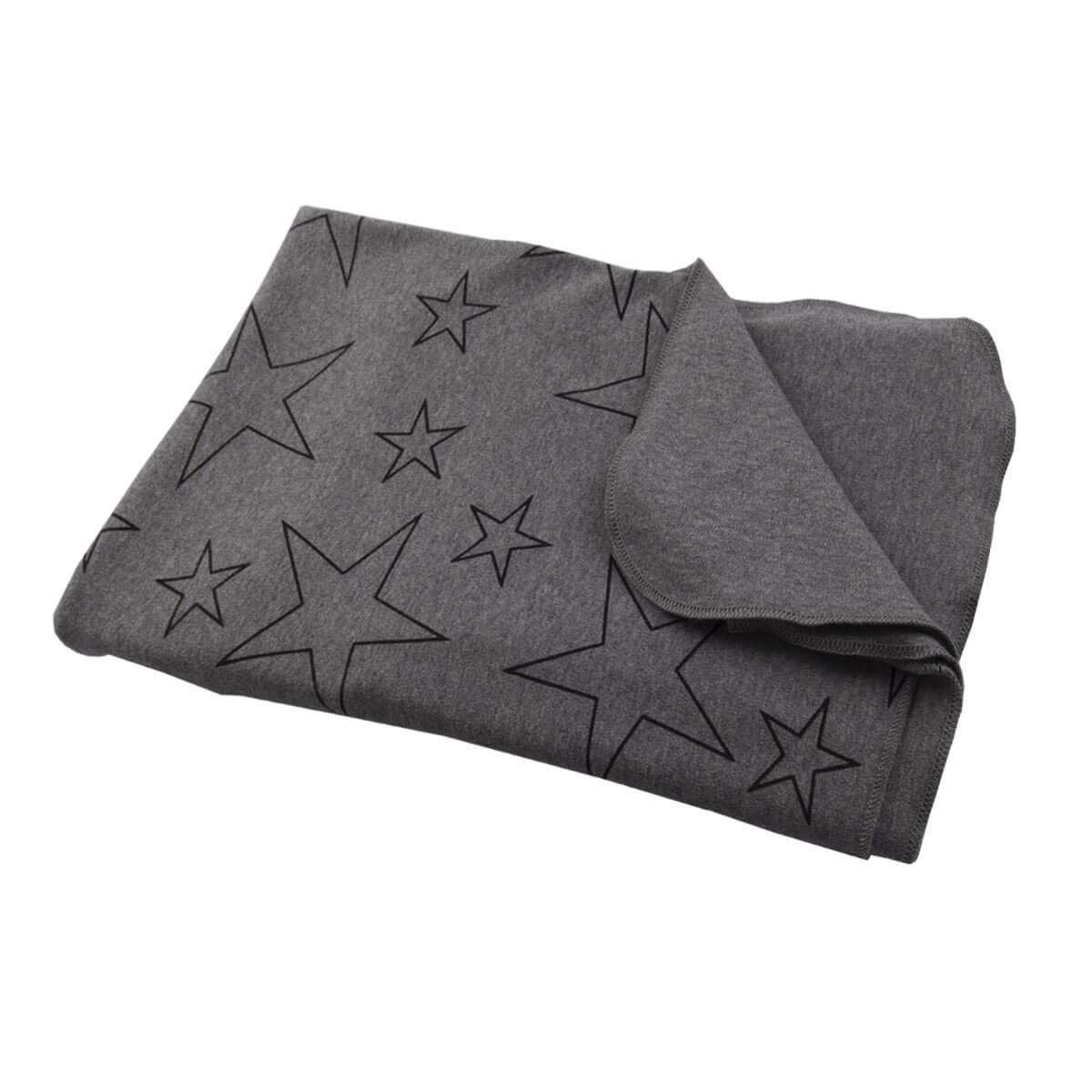 HOPPEDIZ Pucktuch, Einschlagdecke, Babydecke, Schmusetuch, Kuscheldecke, 100% Baumwolle, elastisch und anschmiegsam, ideal zum Pucken für Neugeborene, grau mit Sternen