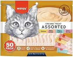 Petisco para gatos Wanpy Creamy Sabores Sortidos Pacote com 50 tubos de 14g - 700g