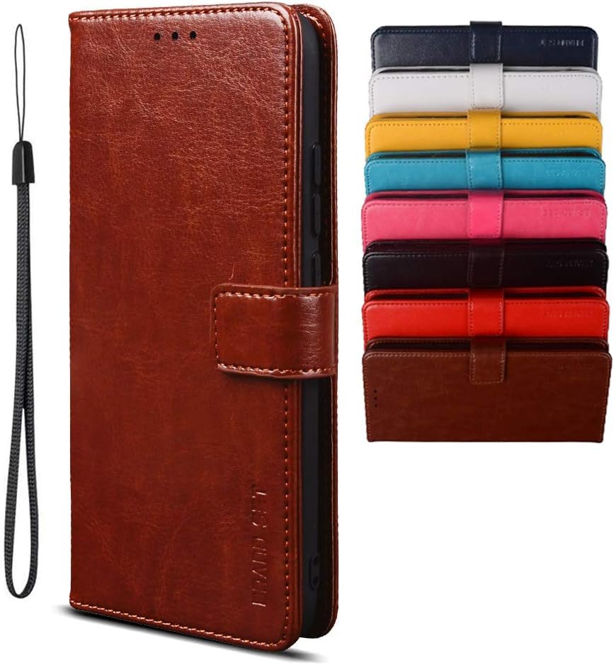 BRAND SET Case for Realme 12 Pro+ Wallet Case,PU Leather with Magnetic Closure Card Holder Stand Cover, Leather Wallet Flip Phone Cover for Realme 12 Pro+-Brown